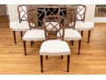 Set Of Six Custom Upholstered Hepplewhite Style Dining Chairs