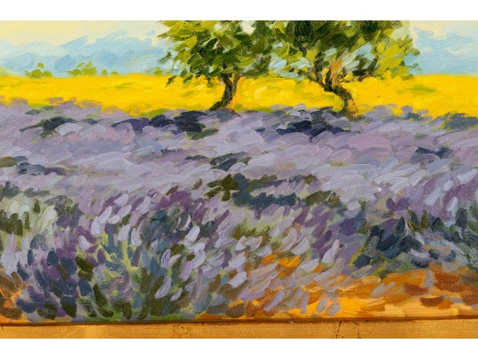 Oil On Canvas Lavender Landscape -- Unsigned