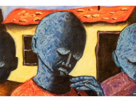 Pat Sithole (South African, B. 1970) Pastel On Paper, Three Musicians, 2007