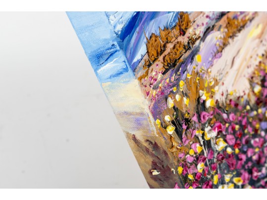 Colorful Desert Wildflowers Palette Knife Oil Painting