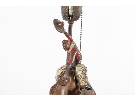 Vintage Cowboy On Bucking Bronco Table Lamp