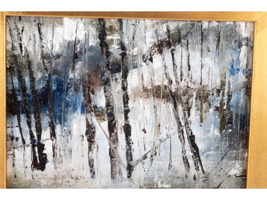 Small Oil On Board Woodlands Painting -- Unsigned