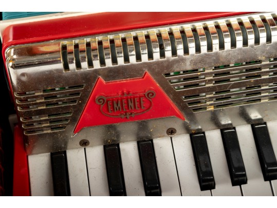 Vintage Emenee Golden Piano Accordion In Case