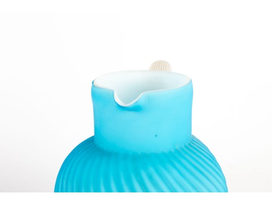 Vintage Blue Satin Cased Glass Pitcher