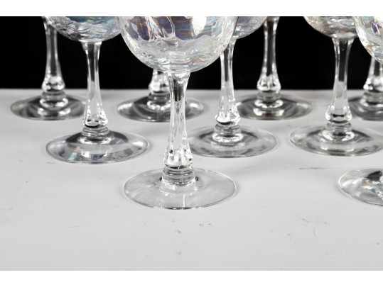 Fostoria Firelight Iridescent Wine Glasses.