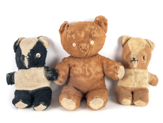 Trio Of Antique Plush Animal Toys