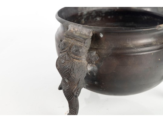 Vintage Chinese Bronze Incense Burner With Elephant-Form Feet