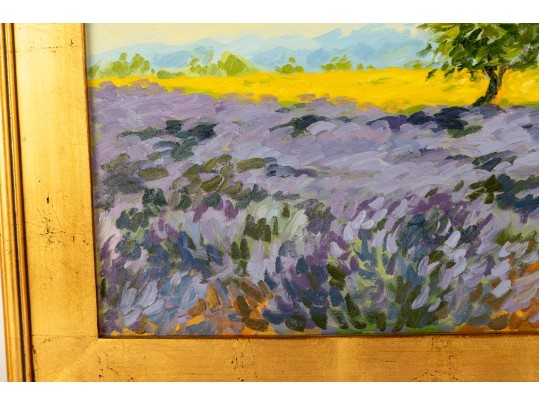 Oil On Canvas Lavender Landscape -- Unsigned