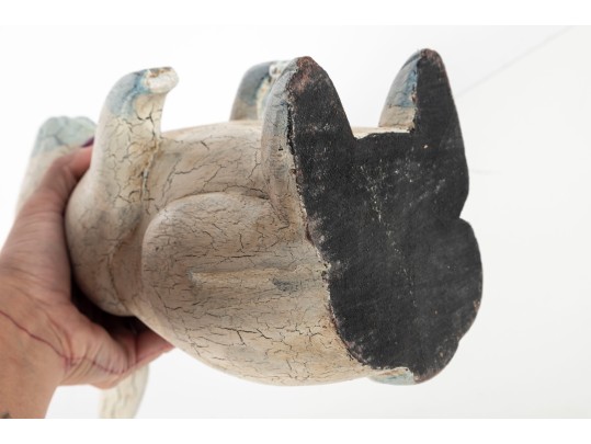 Vintage Hand-Carved Wooden Rabbit Figure