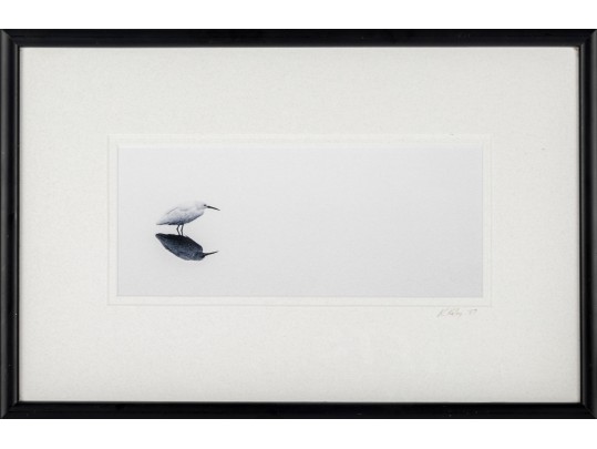 K. Kelly Pencil-Signed Print Of A Snowy Egret