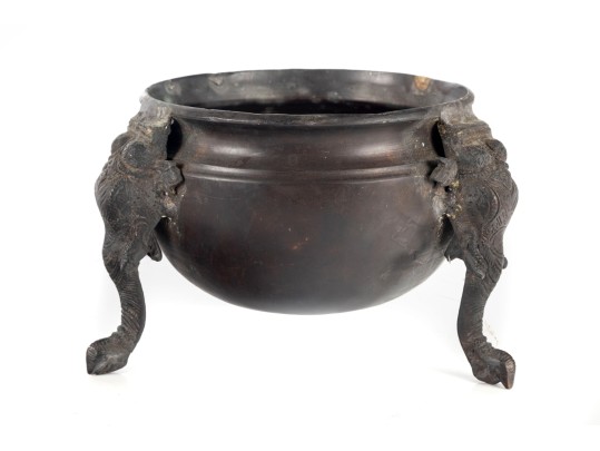 Vintage Chinese Bronze Incense Burner With Elephant-Form Feet