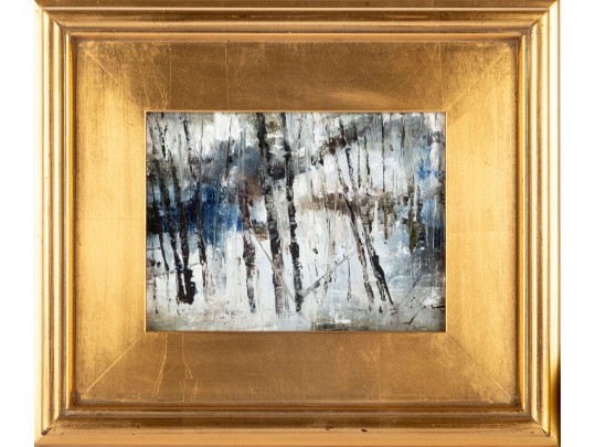 Small Oil On Board Woodlands Painting -- Unsigned