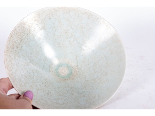 Antique Chinese Guan-Style Celadon Crackle-Glazed Bowl