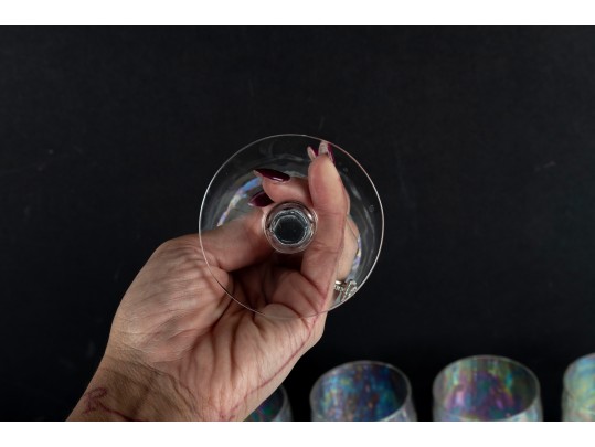 Fostoria Firelight Iridescent Wine Glasses.