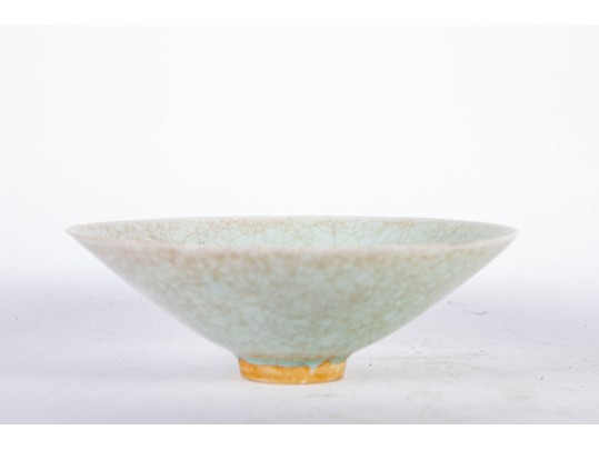 Antique Chinese Guan-Style Celadon Crackle-Glazed Bowl