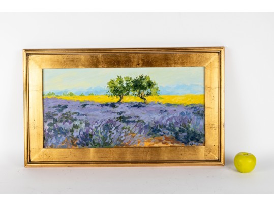 Oil On Canvas Lavender Landscape -- Unsigned