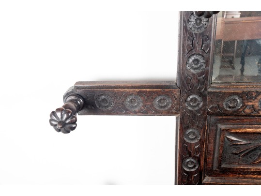 Antique English Renaissance Revival Mirror Hall Tree