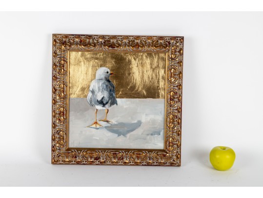 Gilt/Oil On Board Seagull Painting — Signed