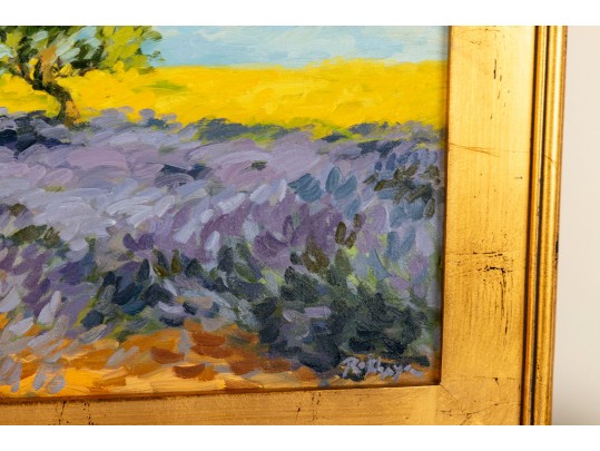 Oil On Canvas Lavender Landscape -- Unsigned