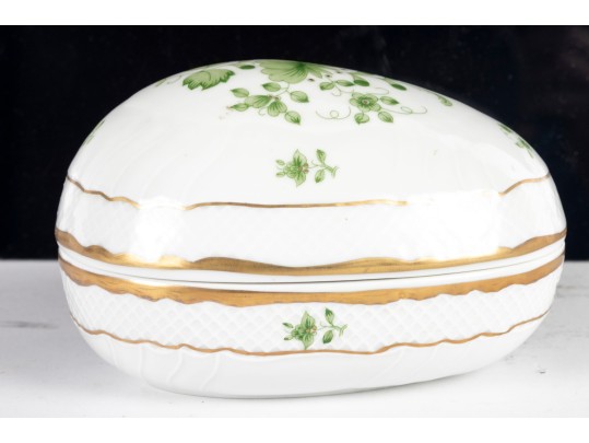 Hungarian Hollohaza Porcelain Egg Trinket Box