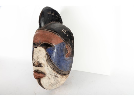 Hand Carved And Painted Tribal African Wood Mask