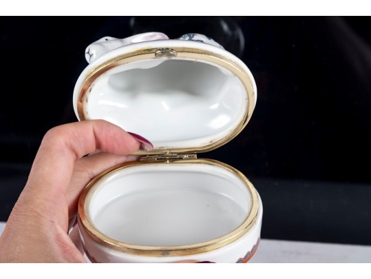 Imari Style Porcelain Rabbit Trinket Box