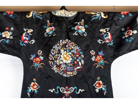 Antique Chinese Embroidered Silk Robe