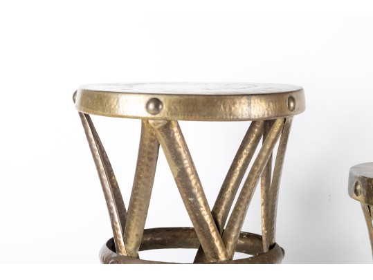 Brass Drum Side Tables