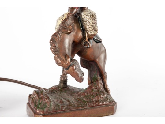 Vintage Cowboy On Bucking Bronco Table Lamp