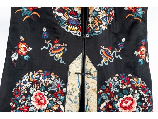 Antique Chinese Embroidered Silk Robe