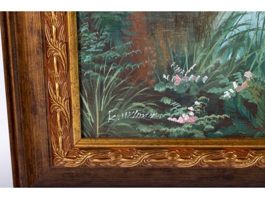 Signed K. Hillman Oil On Canvas, Tropical Landcape