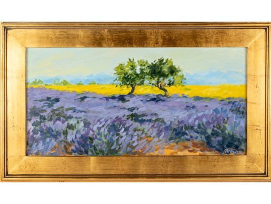Oil On Canvas Lavender Landscape -- Unsigned