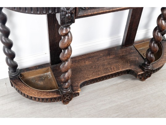 Antique English Renaissance Revival Mirror Hall Tree