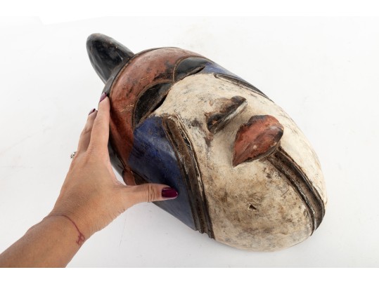 Hand Carved And Painted Tribal African Wood Mask