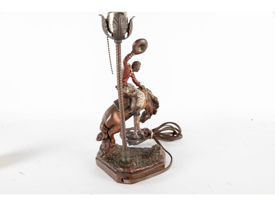 Vintage Cowboy On Bucking Bronco Table Lamp