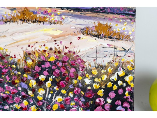 Colorful Desert Wildflowers Palette Knife Oil Painting