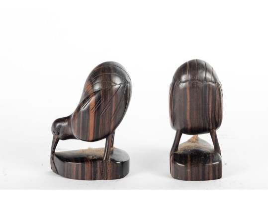 Pair Of Carved Wood Shorebird Bookends