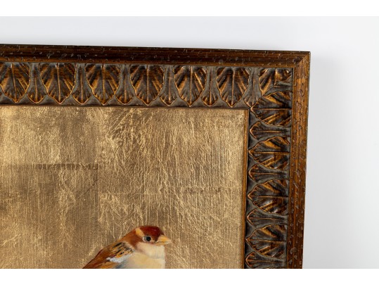 Oil On Board & Gold Leaf Signed Finch Painting