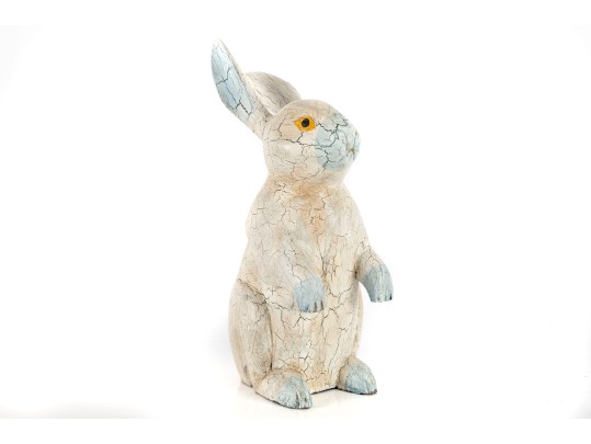 Vintage Hand-Carved Wooden Rabbit Figure