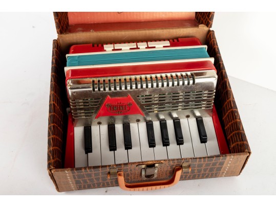 Vintage Emenee Golden Piano Accordion In Case
