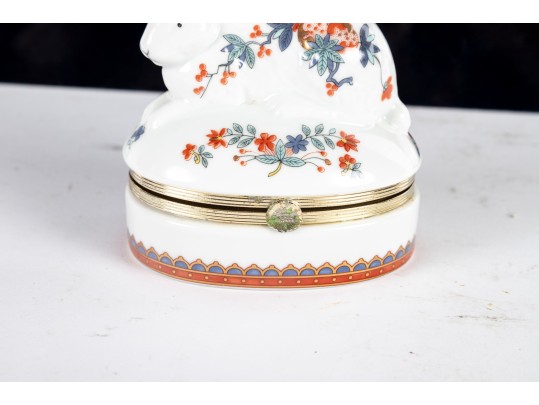 Imari Style Porcelain Rabbit Trinket Box
