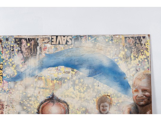 Michael Johnson (American, B. 1938) Large Mixed Media On Board, Collage Of Figures