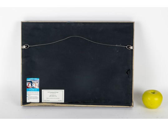 Framed Watercolor Beachside Landscape -- Signed