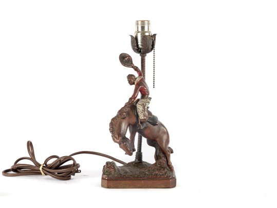 Vintage Cowboy On Bucking Bronco Table Lamp