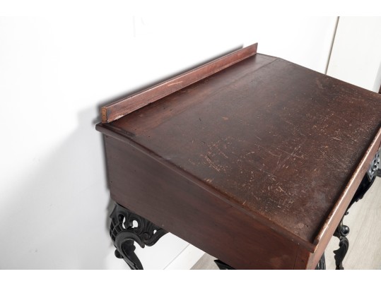Antique Wood And Cast Iron School Desk