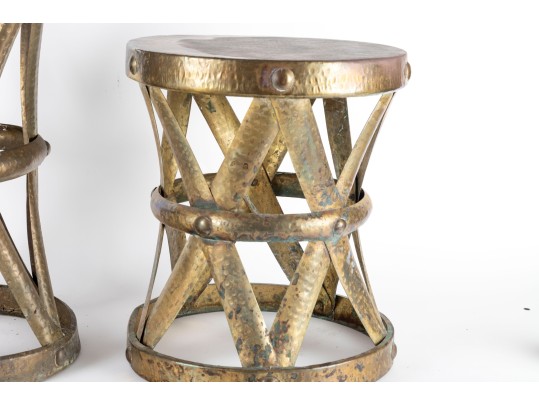 Brass Drum Side Tables