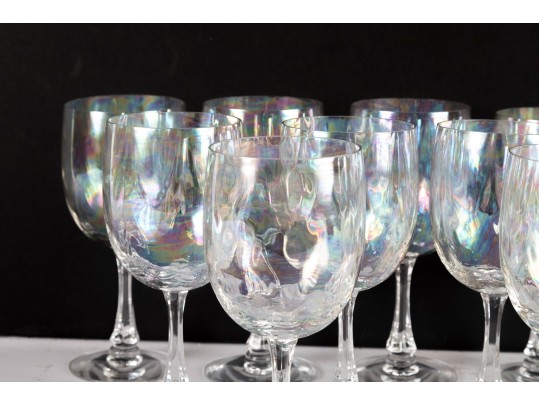 Fostoria Firelight Iridescent Wine Glasses.