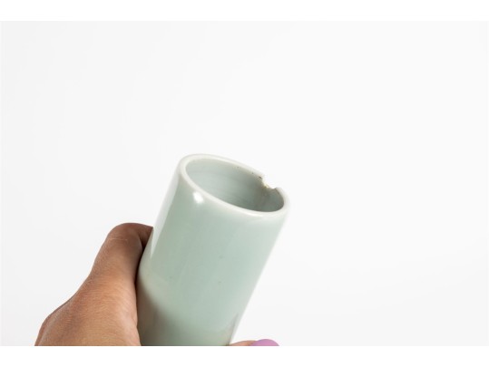 Vintage Chinese Celadon Glaze Porcelain Vase -- Qianlong Mark