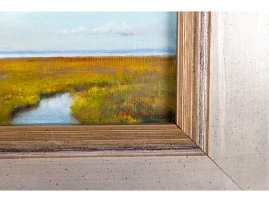 Small Oil On Board Marshlands Painting -- Signed