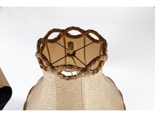 Pair Of Lavishly Hand-Chased Metal Table Lamps